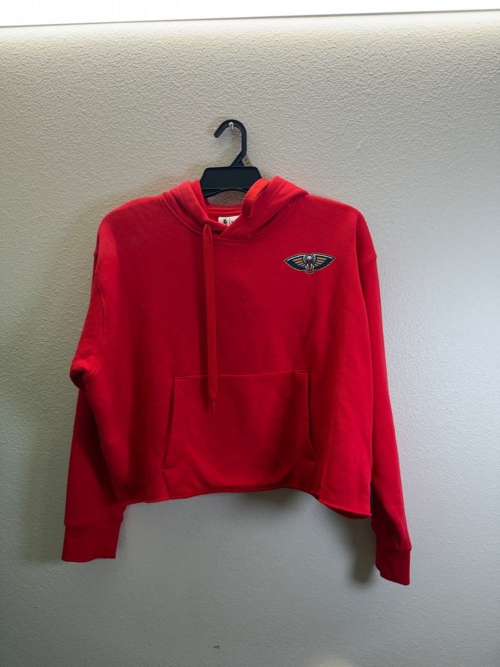 Women's Red Pullover Hoodie with Drawstring Hood